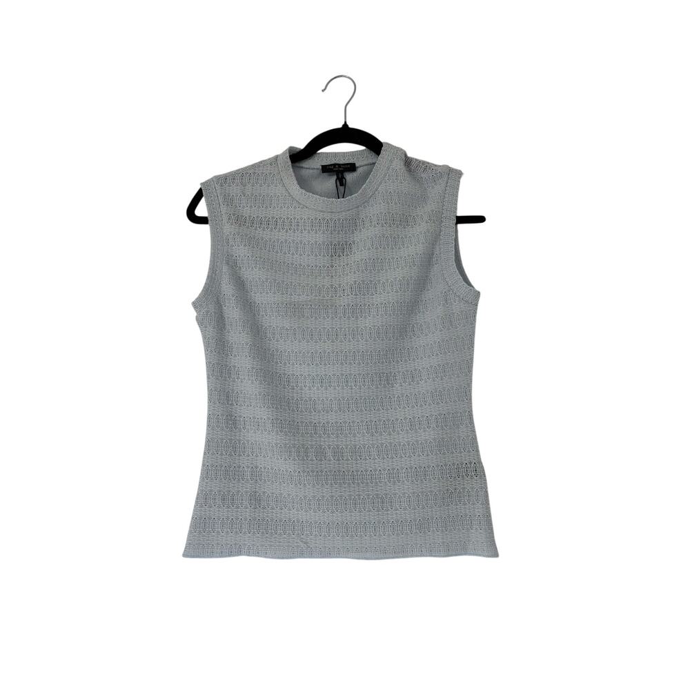 Rag & Bone Julia Muscle Top Lt Blue Pointelle Knit Sleeveless Shell Size S NWT